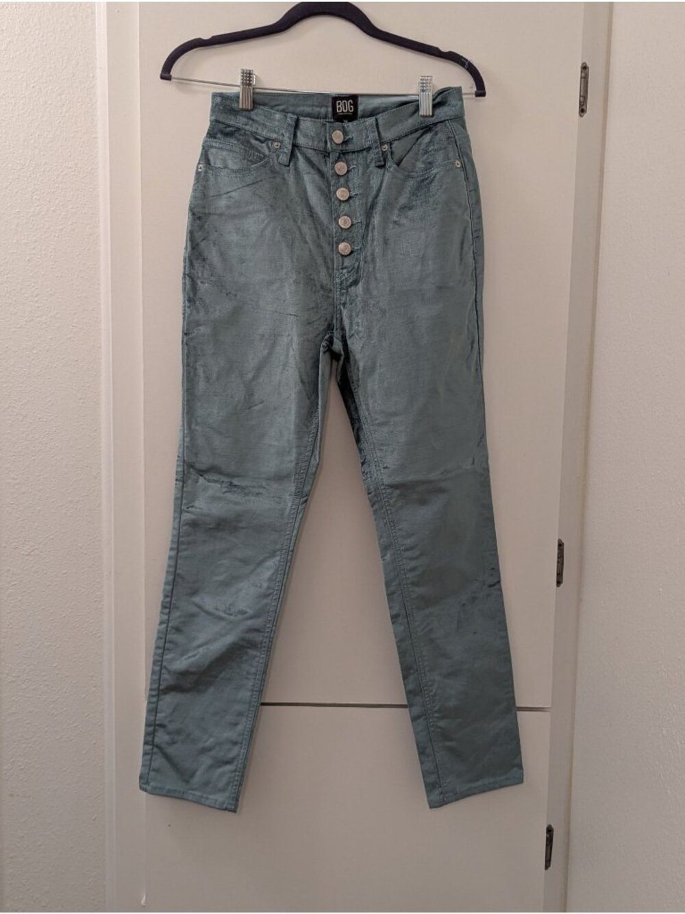 BDG Urban Outfitters High-Rise Button-Fly Skinny Pants Size 26 Blue Velvet-Like